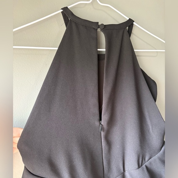 Le Chateau, size M, Elegant Black Jumpsuit, wide leg, zippers, halter top - Picture 7 of 9
